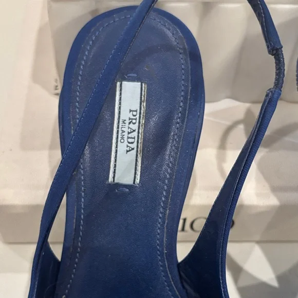 Prada Women's Navy Slingback Heels - Picture 3 of 6